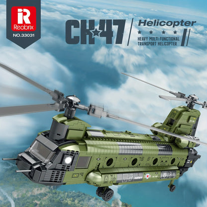 Chinook Helicopter Building Blocks Set 1622 Pcs – US Military CH-47 Transport Helicopter MOC Model Kit for Adults & Teens, Military Aircraft Display Build, Christmas Birthday Gift for Aviation Fans