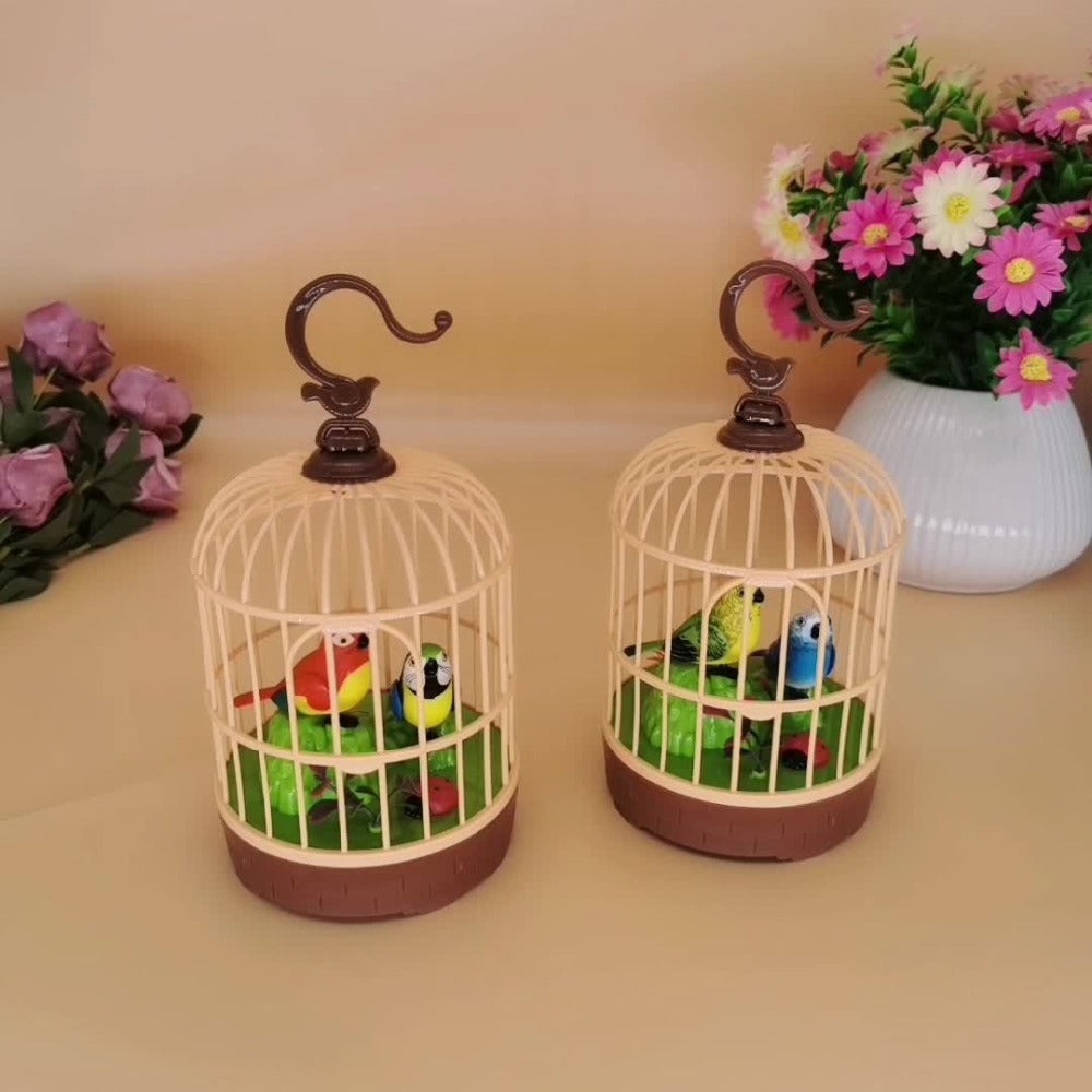 Mini Voice-Activated Birds Birdcage Toys, Chirping And Wings Fluttering Parrot Animals Toy Gifts for Kids Children