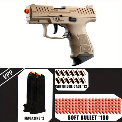 VP9 New Toy Gun Soft Bullet Gun Pistol Shell Throwing Continuous [Upgraded Version Of Continuous], Toy Foam Shockwave, Outdoor Sports Shooting Games