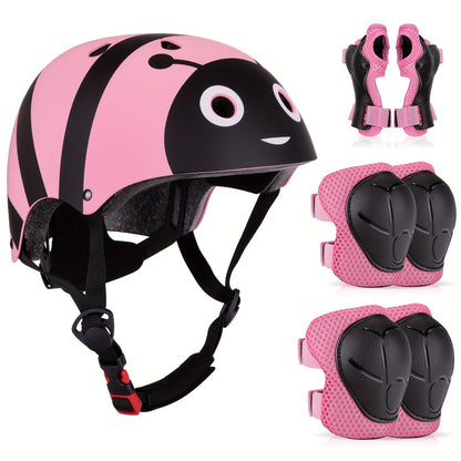 Lightweight Helmets for Children Aged 5 And Above, Suitable for Boys And Girls, Including Protective Gear for Various Sports. This Set Features a Bike Helmet Along with Knee And Elbow Pads for Safety While Cycling