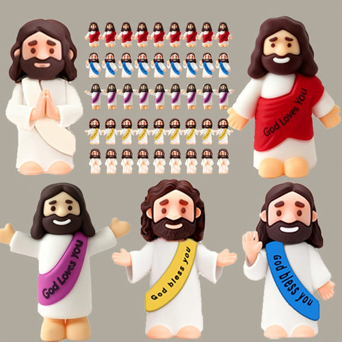 Bulk Mini Jesus Statue Set 50/100/150pcs – Religious Figurine Decorations 5 Assorted Colors, Vase Filler Home Decor Party Favors Christian Gift for Christmas Easter Thanksgiving Church Events