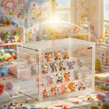 4-Tier Transparent Figure Display Box - Collector'S Acrylic Clear Protective Case, Magnetic Design for Desktop Placement, Figure Organizer, Large Size Box, Free Combination, Ideal for Doll Collections