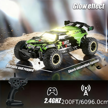 RC Off-Road Car for Kids with LED Lights – Remote Control 4WD Monster Truck, High-Speed All-Terrain Vehicle Toy for Boys & Girls, Outdoor Racing Gift for Birthday Christmas