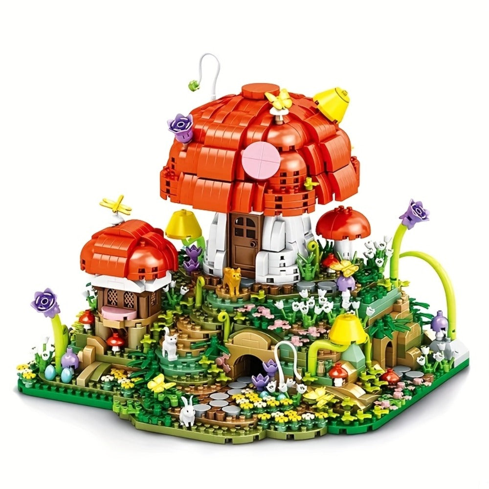 Fairy Mushroom House Building Blocks Set 2000+ Pcs – Mythical M-Shaped Miniature Architecture Model 663, Creative Desktop Decoration Display Kit for Adults & Teens, Birthday Gift for Fantasy Lovers