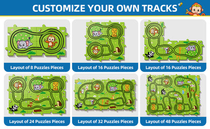 39pcs/ 56pcs/ 73pcs Jigsaw Puzzle Race Track Car Set Toys, Puzzle Tracks Car Toys Gifts for Boys Kids