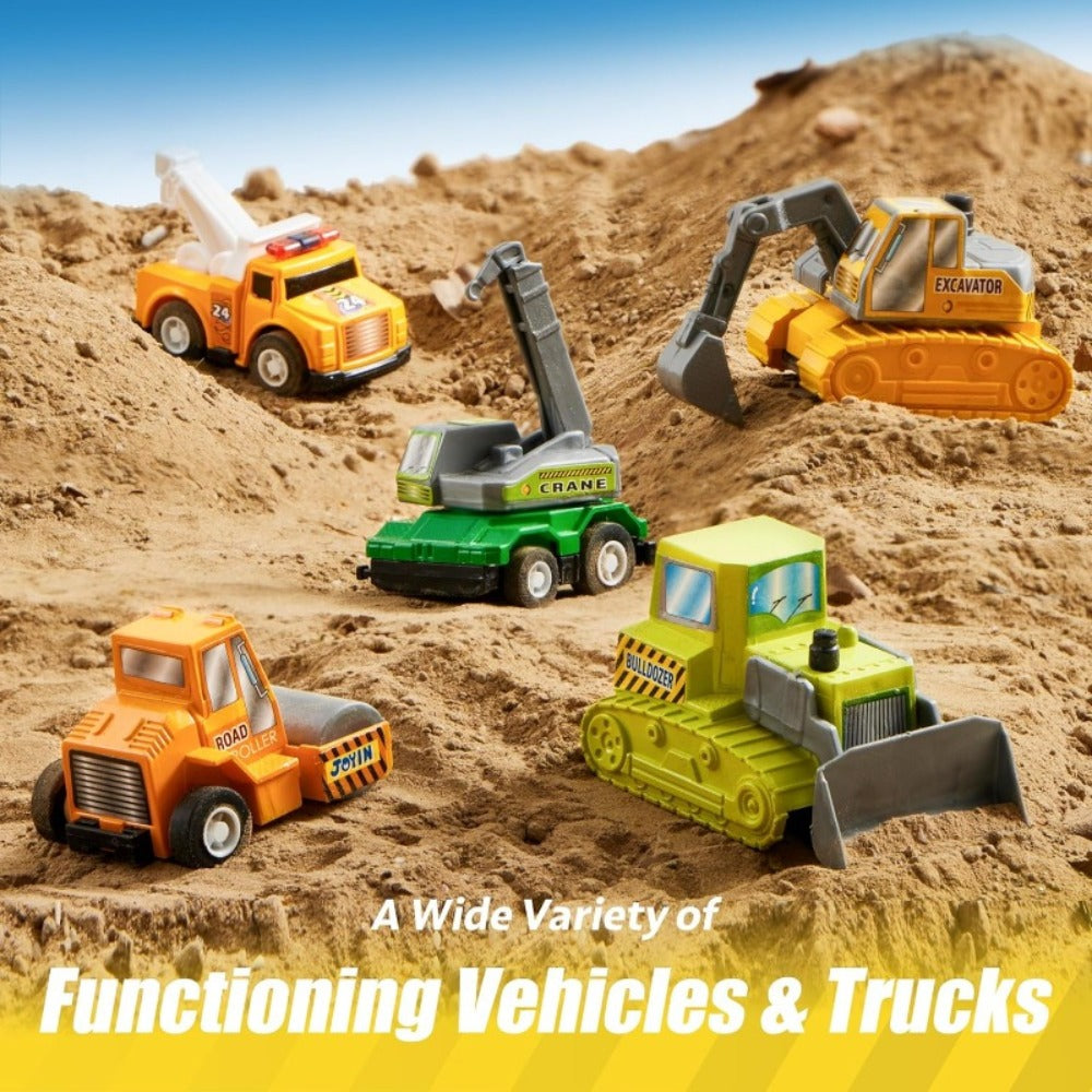 Pull Back Cars Toy Set 18pcs for Kids, Mini City Vehicles with Fire Truck Police Car School Bus, Friction Powered Toy Cars for Boys Girls Ages 3+ Party Favors Gift