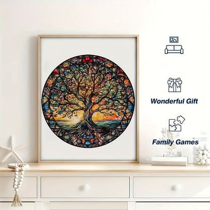 501 Wooden Jigsaw Puzzle Featuring The Tree of Life with Animals And Aliens, a Wooden Box Brain Teaser Game, Perfect for Room Decoration, Educational Supplies, Local Warehouse, And Gifts for Christmas And Halloween