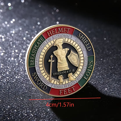 20 God'S Armor Challenge Commemorative Coins | Iron Prayer Coins, Christian Religious Gifts, Replica Coins, Golden Color