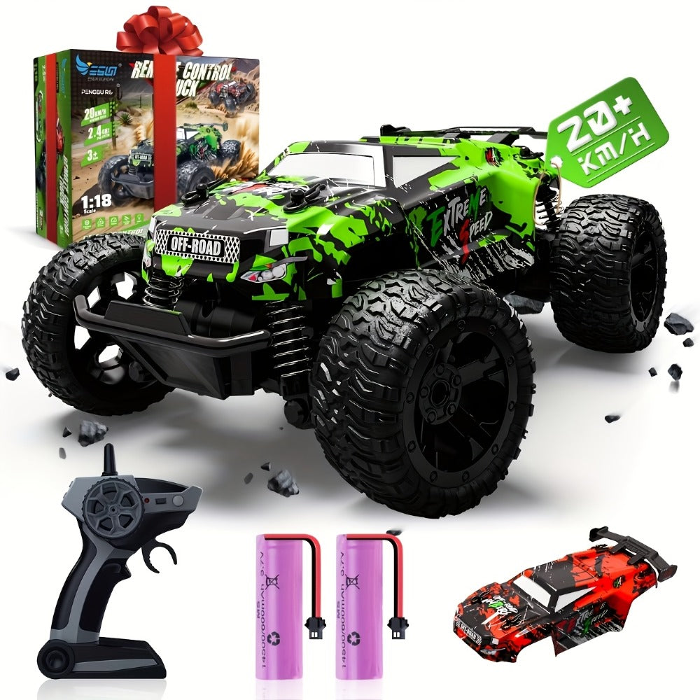 RC Off-Road Car for Kids with LED Lights – Remote Control 4WD Monster Truck, High-Speed All-Terrain Vehicle Toy for Boys & Girls, Outdoor Racing Gift for Birthday Christmas
