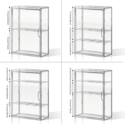 Acrylic Display Case Wall Mounted 4 Tiers – Clear Figure Display Cabinet with 3 Adjustable Dividers, Magnetic Door & Dust-Proof Design for Action Figures, Collectibles, Funko Pop, Toys & Models