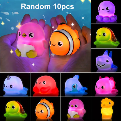 6/10pcs Light Up Bath Toys for Babies Kids, Sea Animals Bathtub Toys for Baby Toddlers, Water Pool Toys for Boy Girl Gifts Random Colors