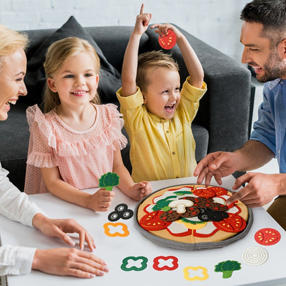Pizza Toy Set 41 Piece Felt Kitchen Pretend Play Food for Kids – Flannel Vegetable Toppings Play Food Set for Boys & Girls Ages 3+ Parent-Child Interaction Montessori Gift for Birthday Christmas