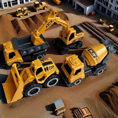 [2025 New Car Toy] 4pcs Car Toys for Kids Big Size Toys Shatterproof Excavator Mixer Dump Truck Bulldozer Engineering Toy Cars for Two Years Or More Kids Toys Boy Car