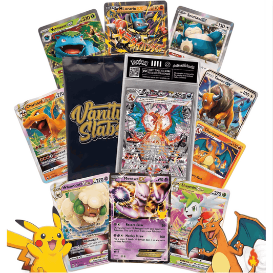 Pokémon Mystery Slab Bundle | 1x Ultra or Double Rare Card in Display Slab | 2x EX Card & 10x Holo Cards Included | Perfect Gift for Kids & Collectors