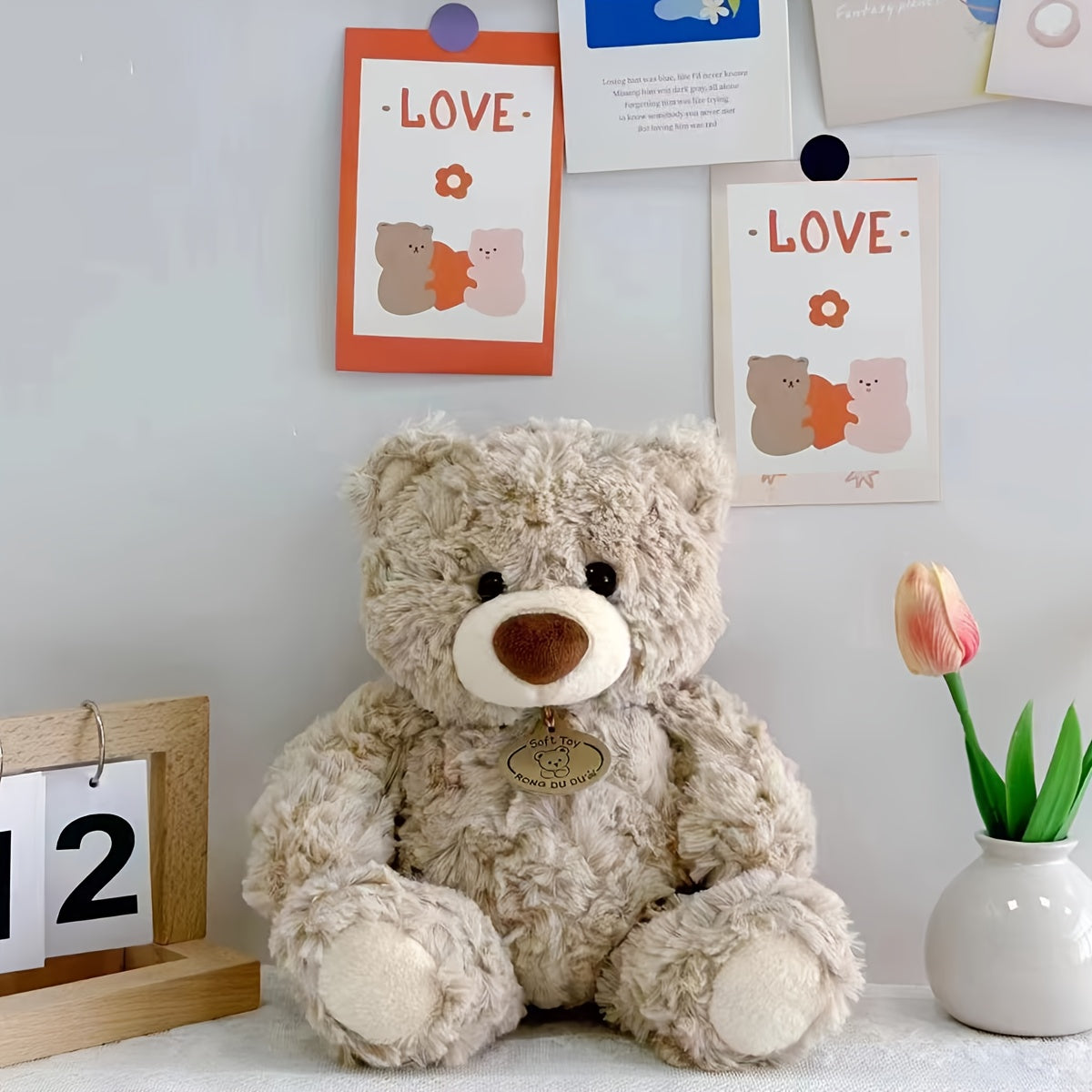 Adorable Realistic Teddy Bear Plush Toy, Soft Stuffed Animal, Plush Toy, Soft Stuffed Doll, Super Cute Home Decor, Room Decoration, Holiday, Christmas, and Birthday Popular Gift, Souvenir for Friends and Family