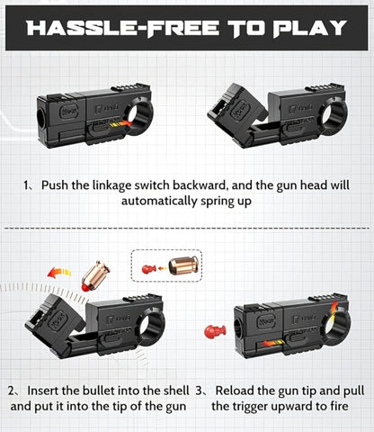 Alloy Finger Pistol Fidget Toy – One-Touch Cartridge Ejecting Stress Relief Desk Toy, Cool EDC Novelty Gift for Adults Men Teens, Fingertip Decompression Toy with Softball Launcher