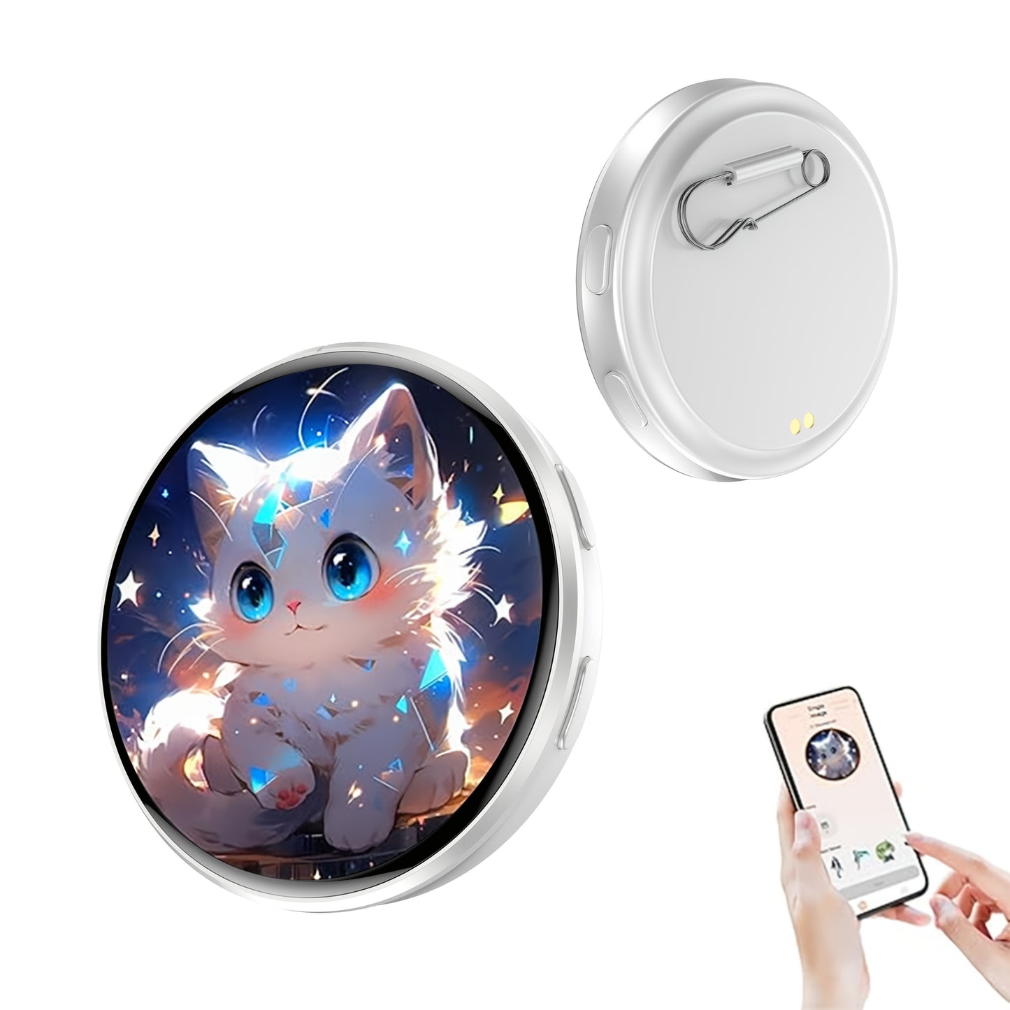 2026 New Electronic Badge with Display, Dynamic Touch, High Frame Rate, 600mAh Battery Life, 6.0 Bluetooth, USB Magnetic Charging, Anime Brooch & Digital Badge Compatible with Anime Fans to Wear On Occasions, Cosplay And Concerts