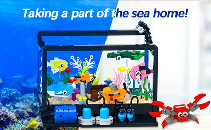 Ocean Fish Tank Building Blocks Set 501 Pcs LC8059 – LED Light Aquarium Model with Whale Shark Sea Turtle & Marine Life, DIY Desktop Decoration Night Light, Birthday Christmas Gift for Kids & Adults