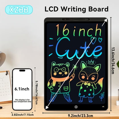 1pc 16" Colorful LCD Writing Tablet for Kids - Erasable And Reusable Drawing Pad for Kids, Educational Art And Craft Toy, Perfect Gift for Day, Christmas, Birthdays - Electronic Whiteboard