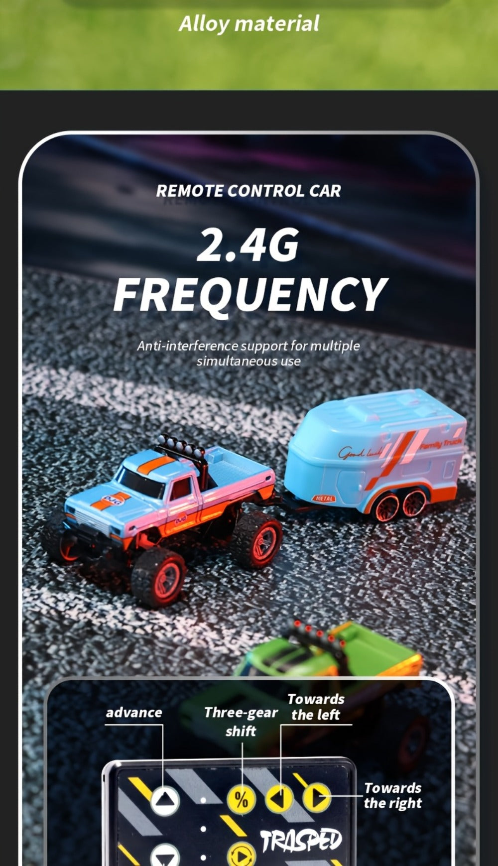 Mini RC Car 1:64 Scale Alloy Remote Control Off-Road Truck with Shock Absorbers – Boys Gift Birthday Christmas Halloween (Dark Gray/Teal/Blue/Mixed)