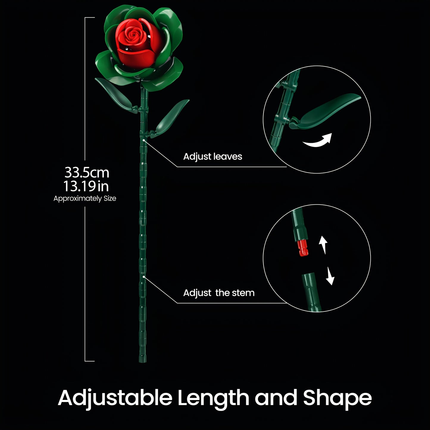 Rose and Lily Artificial Flower Decoration DIY Building Block Bouquet Toy Set, Girls' Birthday Gift, Mother's Day Gift, Rose Bouquet, Artificial Flower, Healing Flower Series Bouquet, Suitable for Desktop Decoration Flowers