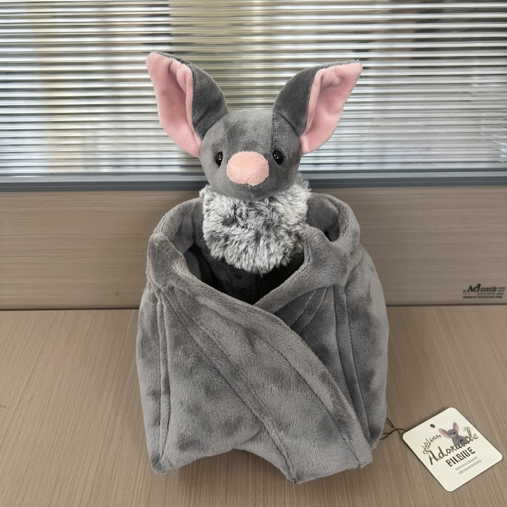 Giant Bat Plush Stuffed Animal 23" Wingspan — Soft Grey Spooky Bat Toy, Halloween Decor for Home Bedroom Car, Cute Creepy Gift for Kids Adults Animal Lovers