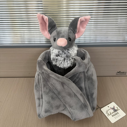 Giant Bat Plush Stuffed Animal 23" Wingspan — Soft Grey Spooky Bat Toy, Halloween Decor for Home Bedroom Car, Cute Creepy Gift for Kids Adults Animal Lovers