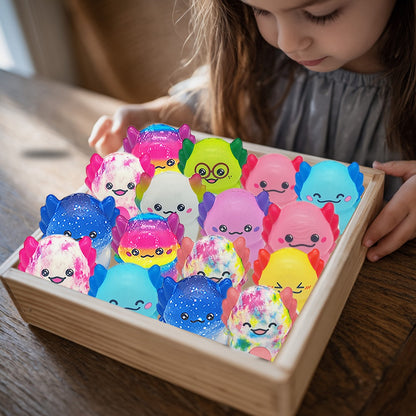 Axolotl Squishy Toys 20 Pack Slow Rising Fidget Sensory Stress Relief Toys for Kids, Cute Salamander Newt Ice Cream Shape Squeeze Toys, Individually Wrapped Party Favors Classroom Prizes for Boys Girls