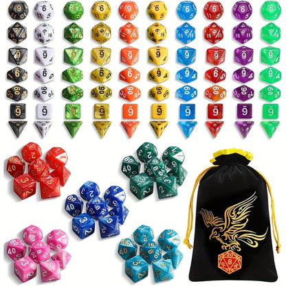 Polyhedral Dice Set 105 Pieces 15 Sets of 7 – D4 D6 D8 D10 D12 D20 in 15 Vibrant Colors with Large Drawstring Bag, for Dungeons & Dragons DND RPG MTG Pathfinder Tabletop Games, Dungeon Master Gift