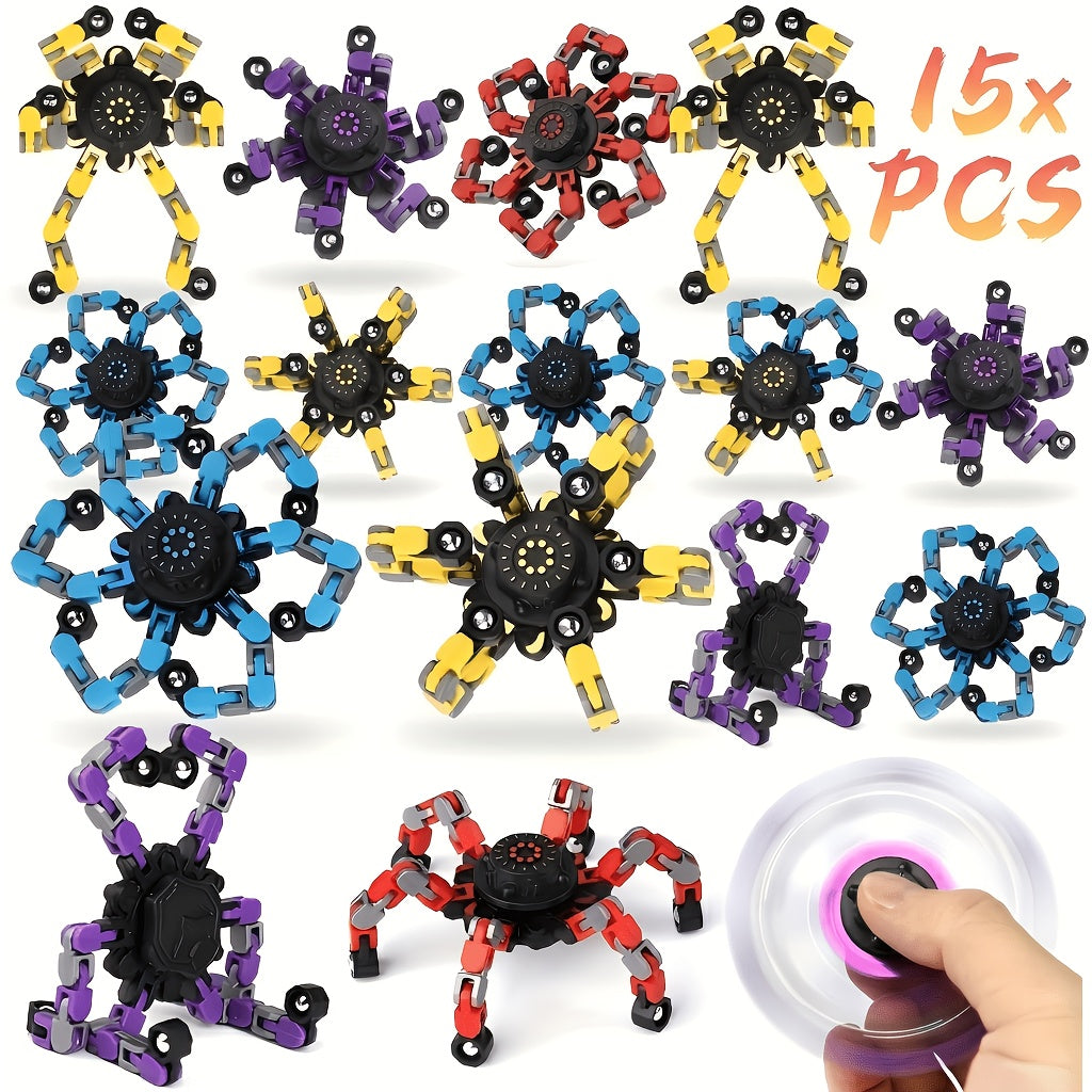 10/15pcs of Assorted Fidget Spinners, Robot Fingertip Toys, Stress-Relief Spinners, Innovative Mechanical Gyro Toys, Party Additions