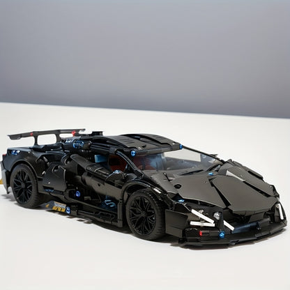 1288pcs Limited Edition Black Super Sports Car Building Block Set- Challenging Assembly Design, Equipped with Openable Hood and Trunk, Functional Headlights, and Realistic Engine- Suitable for Adults and Teenagers, Large Model Kit