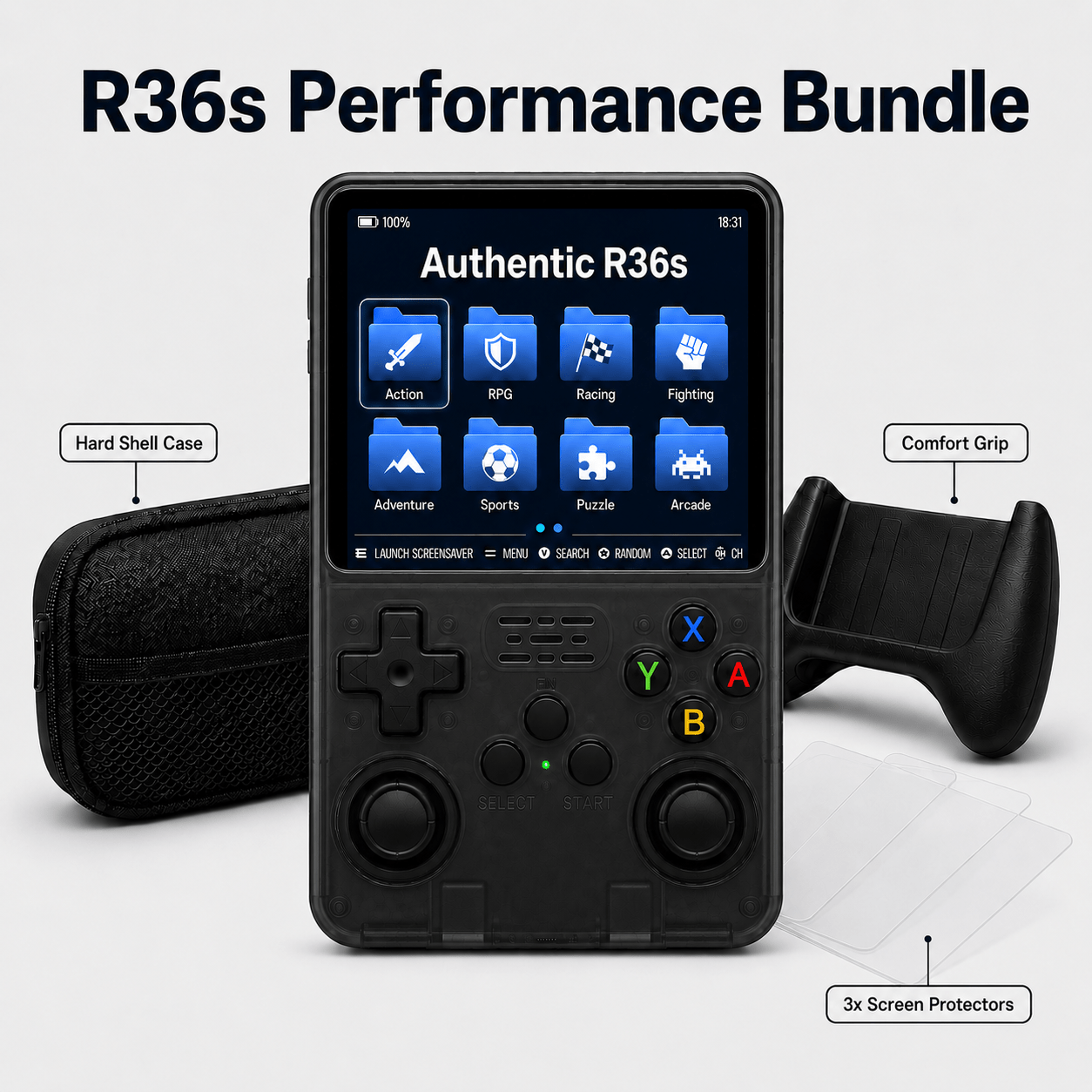 Authentic R36S ArkOs 128GB Game Console Retro Handheld 3.5 Inch IPS Screen Portable Gaming Device