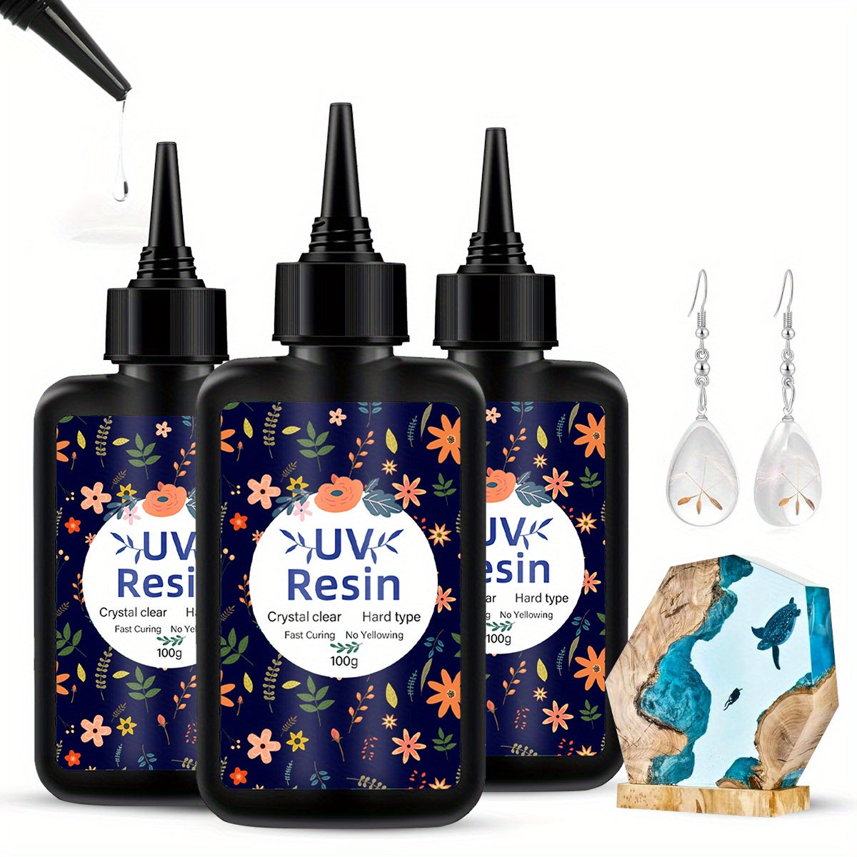200g/ 300g/ 400g/ 500g -UV Resin, UV Curing, Fast-curing and High-viscosity UV Epoxy Resin, Used in Jewelry Making, Handicrafts, Casting