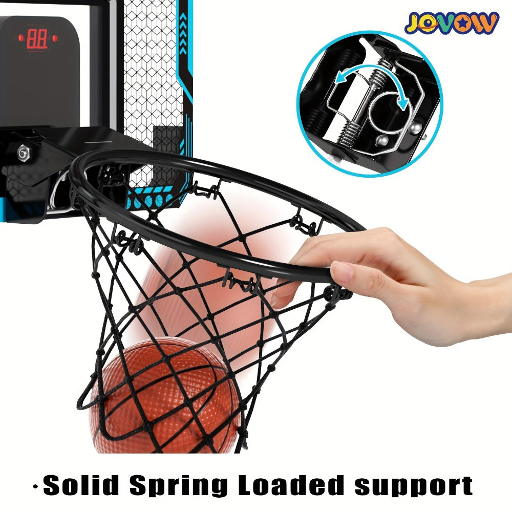 Door Basketball Hoop Set for Kids & Adults – Indoor Outdoor Mini Basketball Stand with LED Lights, Electronic Scoreboard & 4 Basketballs, Perfect Birthday & Christmas Gift for Boys and Girls