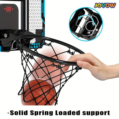 Door Basketball Hoop Set for Kids & Adults – Indoor Outdoor Mini Basketball Stand with LED Lights, Electronic Scoreboard & 4 Basketballs, Perfect Birthday & Christmas Gift for Boys and Girls