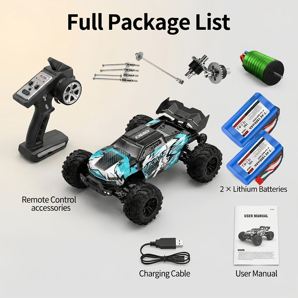 High Speed RC Off-Road Car 70KM/H Brushless Motor 1:14 1:16 Scale – Remote Control Monster Truck with Dual Battery Option, 4WD All-Terrain Vehicle Toy for Boys Kids & Adults, Birthday Gift