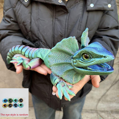 Frilled Neck Lizard Figurine 3D Printed – Large Umbrella Lizard Animal Sculpture 8 Color Styles, Reptile Collectible Desk Decor Unique Gift for Reptile Lovers Kids Teens Adults
