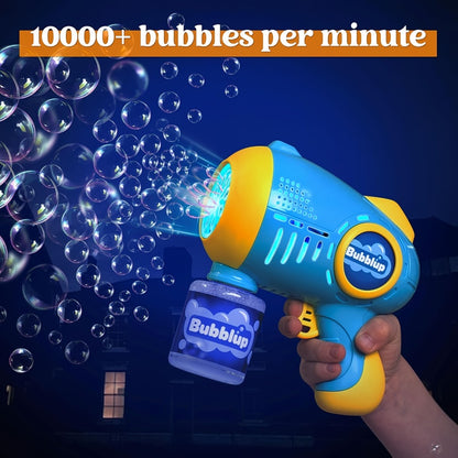 SYNCFUN 2 Packs Bubble Guns with 4 Bottles Solution, 10 Holes Light Up Automatic Bubble Machine Gun for Kids, Adults, Summer Toys, Easter Basket Stuffers, Birthday Gift, Party Favors