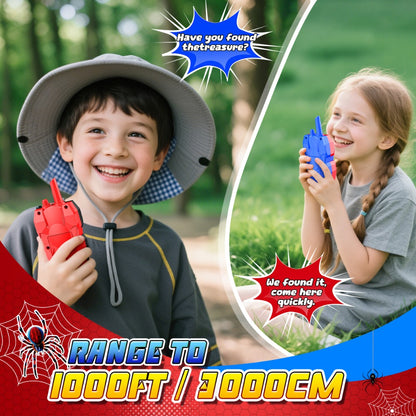 2 Packs Walkie Talkies for Kids, Spider 2-Way Radio Toys for 3 4 5 6 7 8 9 10 11 12 Boys Girls Valentine's Day Easter Back to School Halloween Christmas Birthday Thanksgiving Parent-Child Activities Gifts