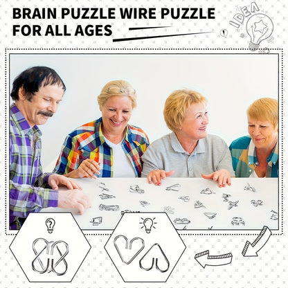 Metal Brain Teaser Puzzle Set 50 Pack – Golden Unlock Iron Chain Link Toys, Nine Rings Kongming Lock, IQ Logic Games for Kids & Adults, Party Favor Stocking Stuffer Halloween Christmas Gift