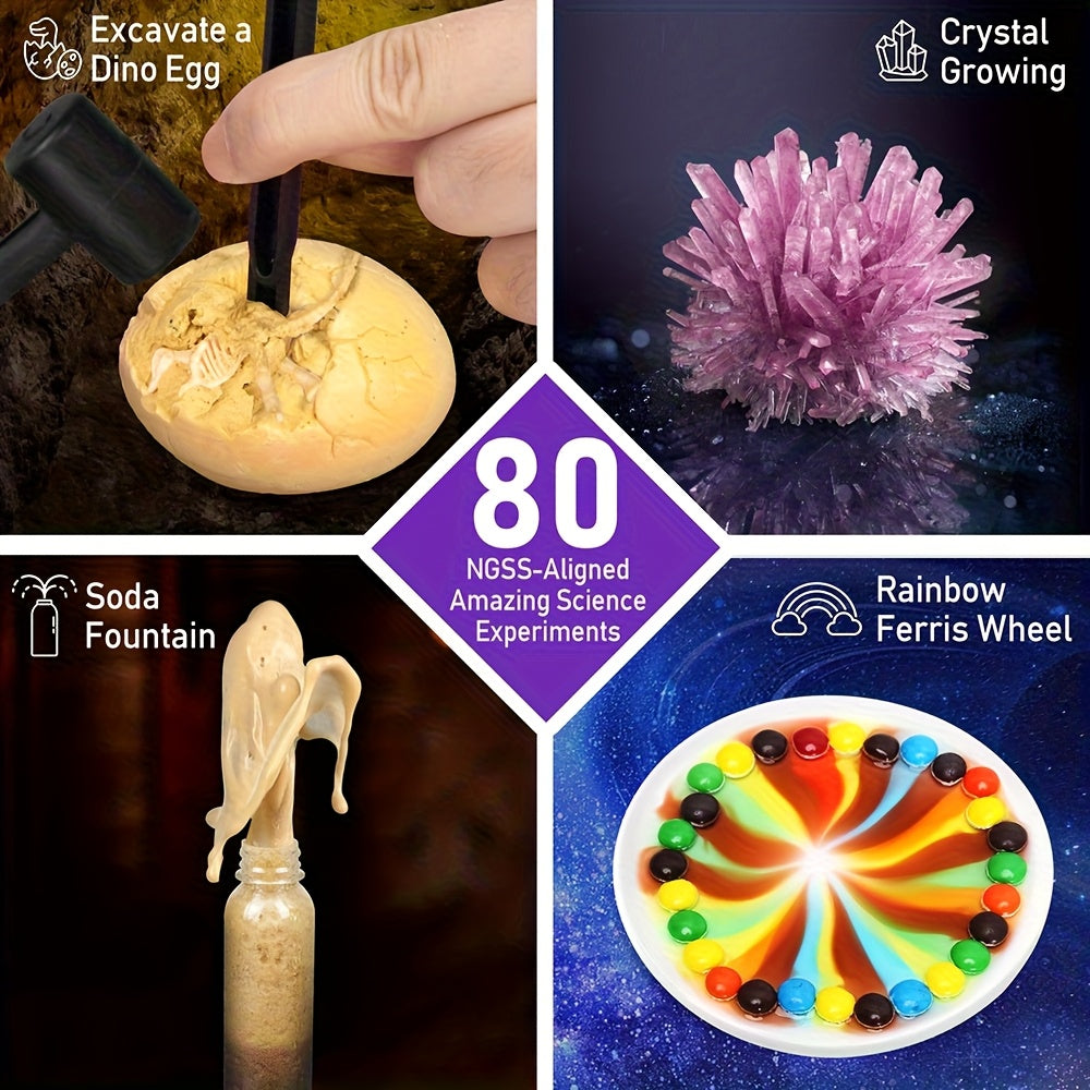 [Birthday Christmas Gifts] 60/80/105 Lab Experiments, Wonder Science Kit, Experiments Educational Toy for Kids, Growing Crystal, Explore Chemistry Reactions & STEM Lab Activities, Birthday Christmas Gifts for Boys And Girls Children Ages 6-12