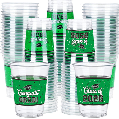 Graduation Party Plastic Mugs 100 Pack 14oz – 2026 Graduation Ceremony Cups in Multiple Colors for Graduation Parties, Celebrations & Party Essentials – Black, Red, Blue, Green, Purple & More