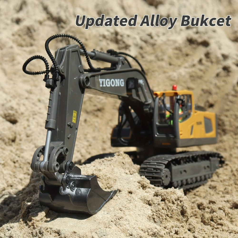 RC Construction Vehicle Set 2-4 Piece – 2.4G 12-Channel Remote Control Excavator, Dump Truck, Bulldozer & Loader, Alloy & Plastic RC Construction Equipment for Kids, Birthday Christmas Gift