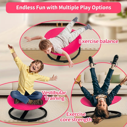 Autism Spinning Chair for Kids, Sturdy Sit & Spin, Motor Skills Trainer, Therapeutic Sensory Play, Indoor/Outdoor Use, Pink/Red/Blue, for ADHD & Sensory Processing Disorder, 3+ Years