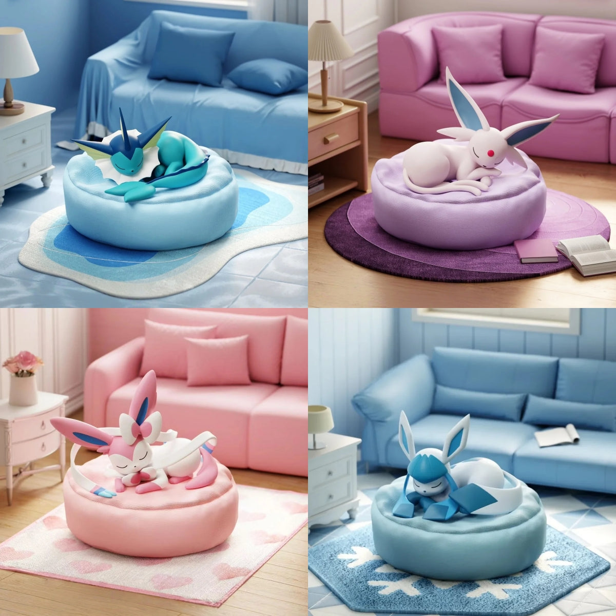 [CN] Pokemon Sleepy Pose Eevee Blind Box Eeveelutions Blind Box - Cute Kawaii Eeveelutions Sleep Pose Figures- Vaporeon Sylveon Espeon Umbreon Leafeon Glaceon - Desktop Ornament Mystery Toy - Simplified Chinese