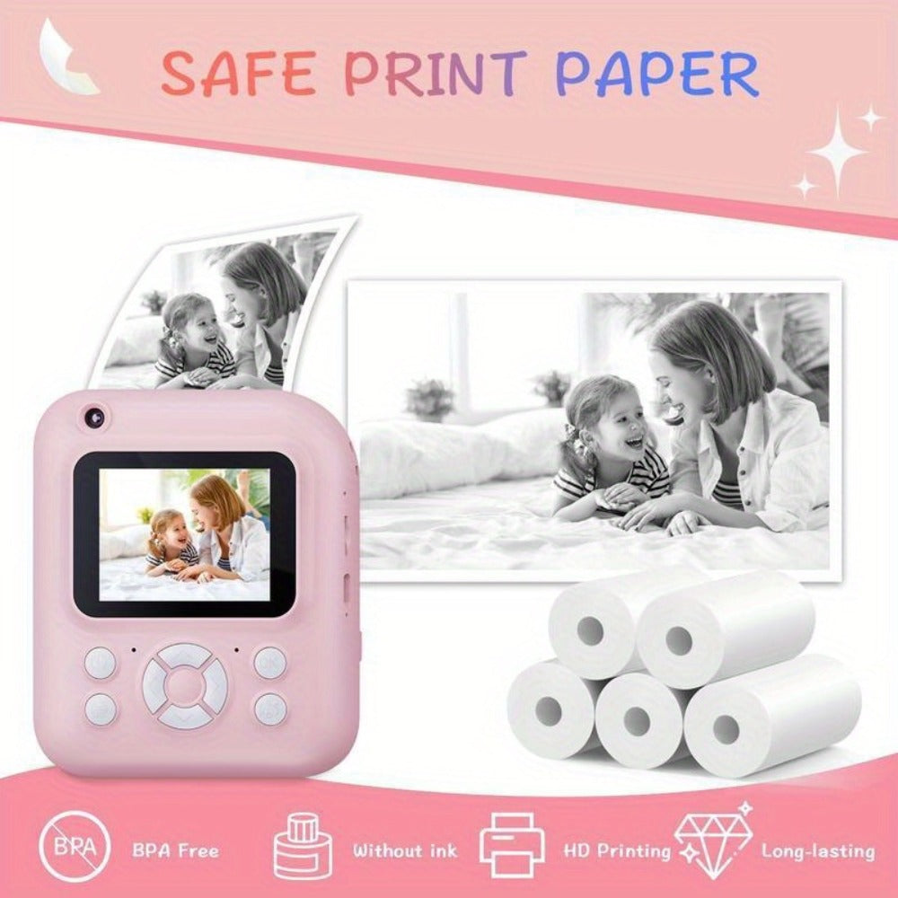 Camera Paper/New Instant Print Digital Camera, 1080P 2.4 Inch Screen Super Cute Instant Camera with 3 Rolls Print Paper & 32GB Card, Camera Paper, Card Readers and a 32GB Memory Card Can Be Purchased Separately, Digital Camera Kids Gift for Kids 3-12