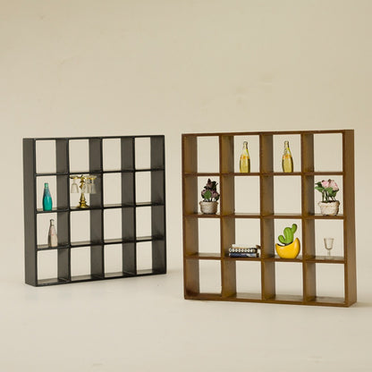 Dollhouse Miniature Display Cabinet 1:12 Scale 16-Compartment Modern Storage Shelf Organizer – Miniature Furniture Accessory for Dollhouse Room Decor Diorama Collectors Ages 14+ Multiple Colors