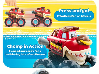 Monster Truck Toys for Toddlers 3-Pack LED Light Up Wheels Press and Go Animal Trucks Shark Bull Dinosaur, Glow in Dark Push Car Toy for Kids Ages 1-5, Birthday Easter Gift for Boys and Girls