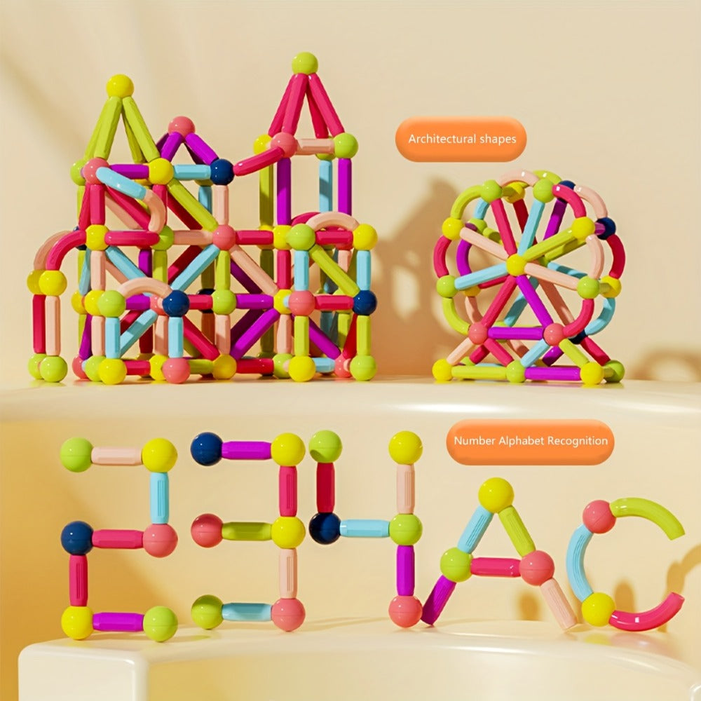 Creative Magnetic Sticks Building Set 28/58 Pcs – 3D Structure Construction STEM Toy for Kids, Stimulate Imagination & Creativity, Perfect for Family Classroom & Group Play Ages 3+