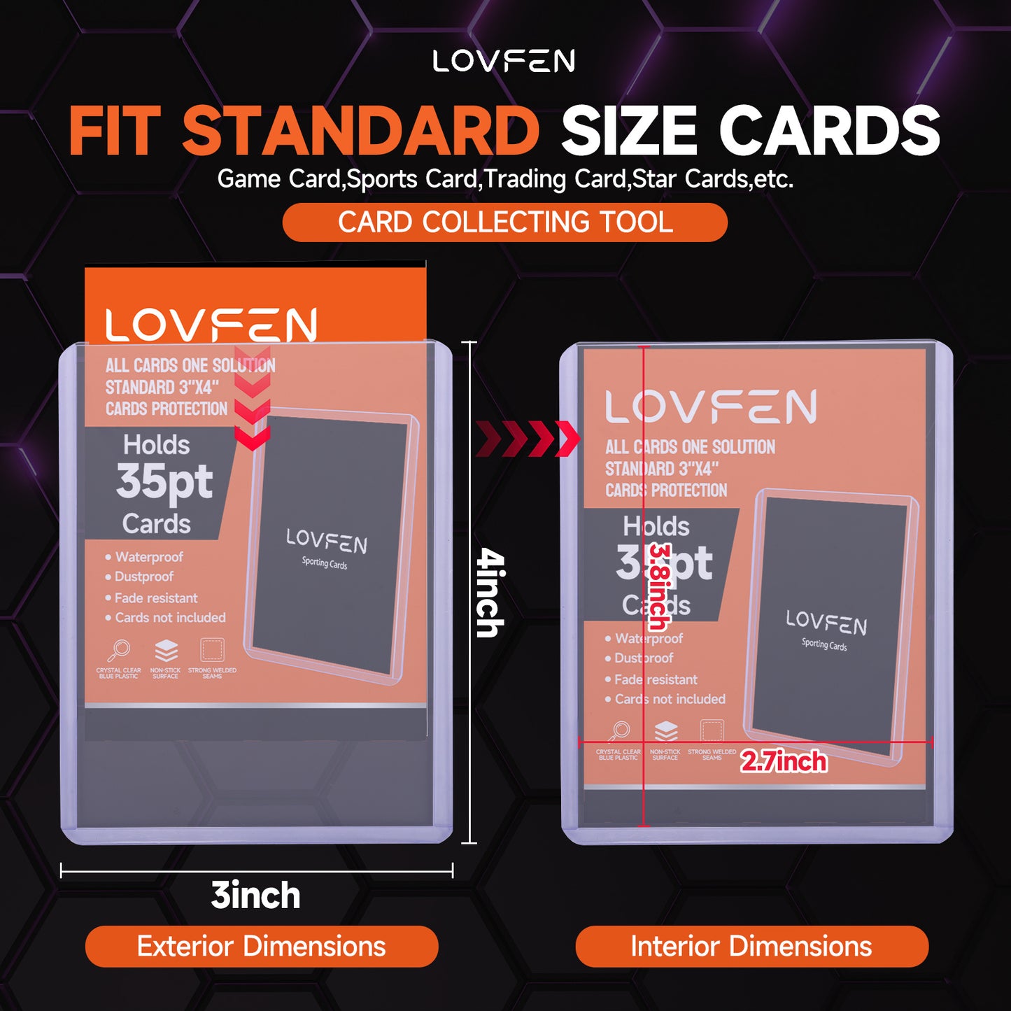 LOVFEN 100/200/500/1000/2000ct Top Loads LOVFEN 3 "X 4", Baseball Card Protective Case Hard Plastic, Used with Trading Card Sports Card Holder, Suitable for Collection, Football, Basketball, And TGG